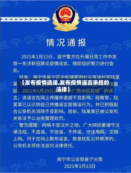 【发布疫情造谣,发布疫情谣言承担的法律】