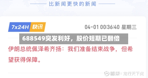 688549突发利好，股价短期已翻倍